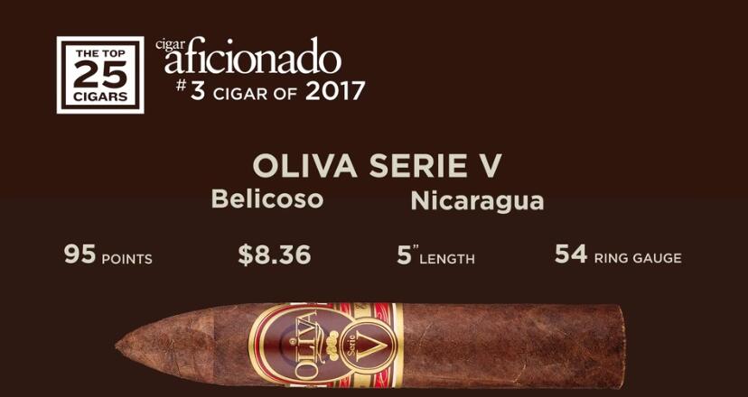 2017年雪茄排名第3名 Oliva Serie V Belicoso 奥利瓦V系列标力高