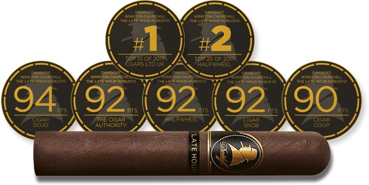 温斯顿丘吉尔（至暗时刻系列）深夜系列 Robusto 雪茄与所有不同的奖项和积分